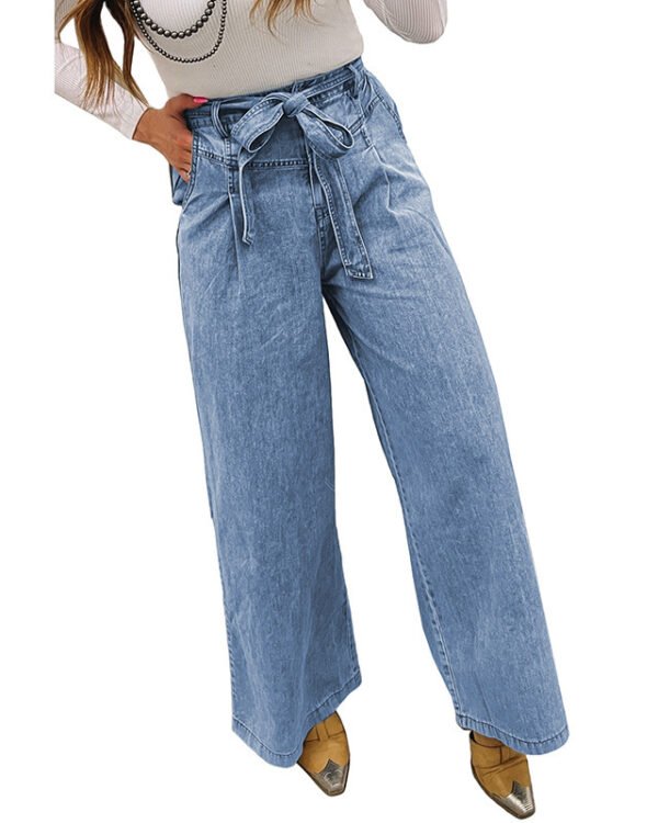 Alternative view of Bow-Detail Wide Denim Pants