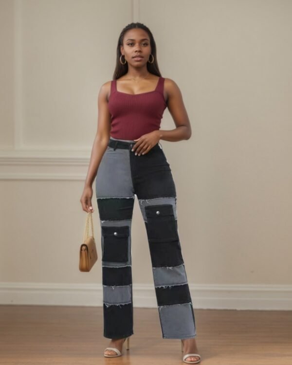 Urban Patchwork Straight Denim