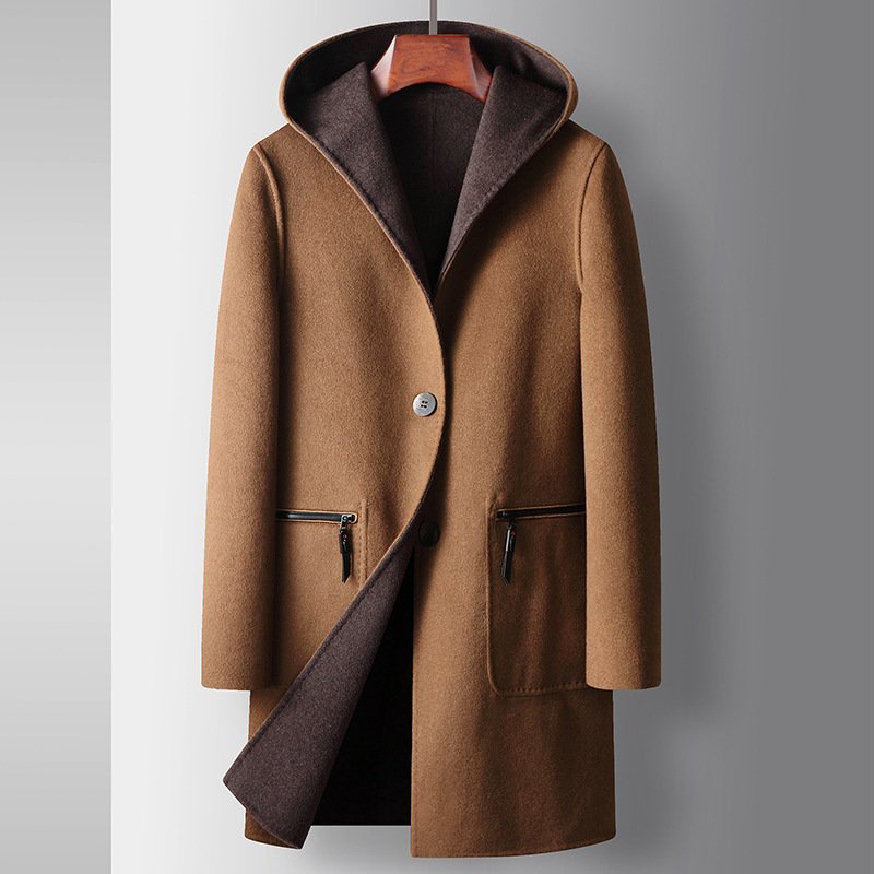 Reversible Hooded Wool Coat