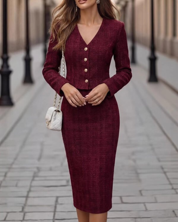 Tailored Wine Midi Dress