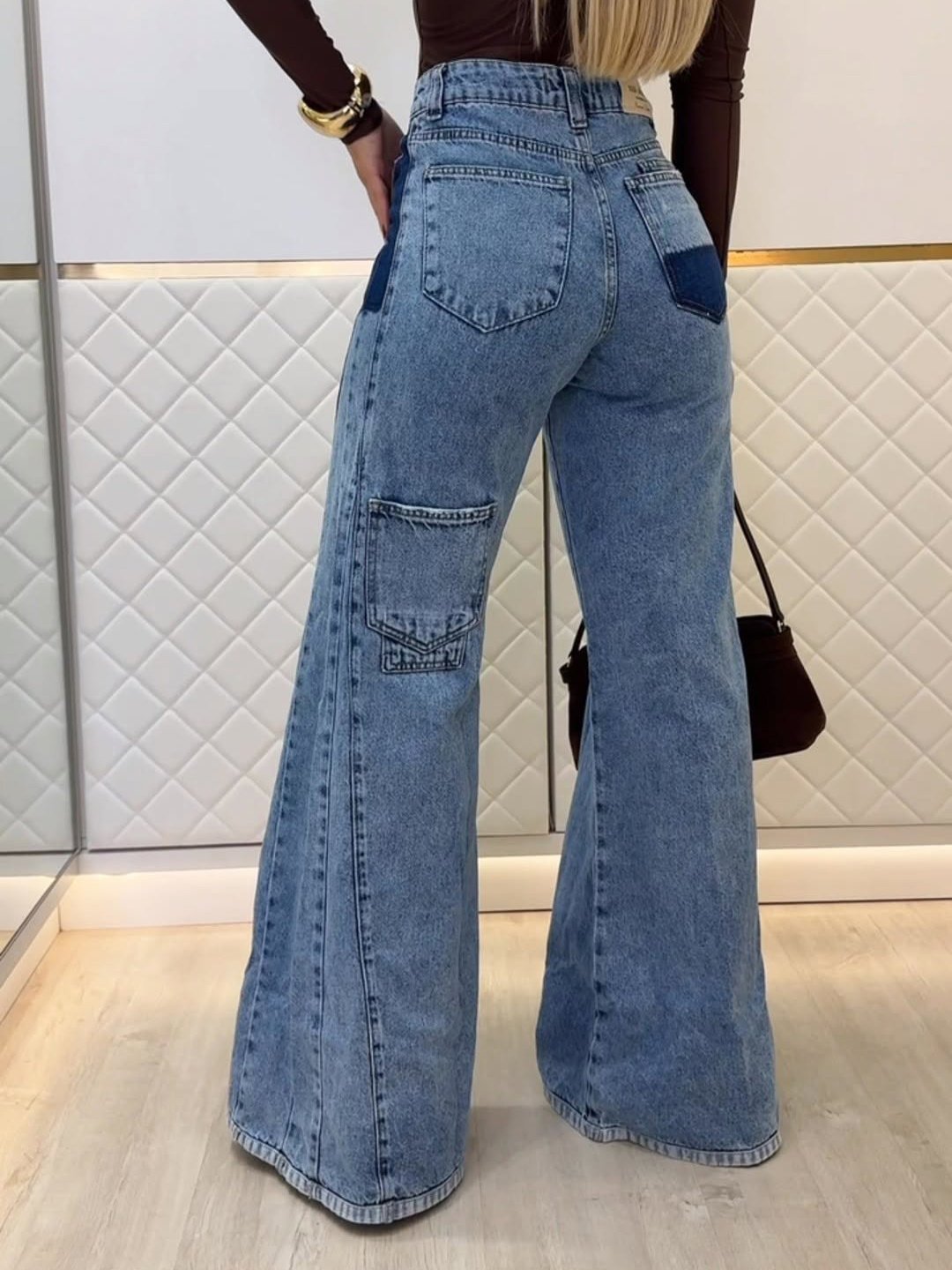Light Blue High-Waist Flared Jeans- Retro Flow