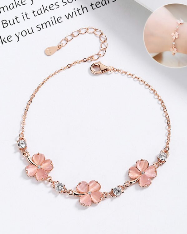 Rose Gold Opal Floral Bracelet