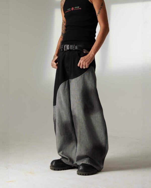 Alternative view of Contrast Panel Wide - Leg Denim - Street Fit