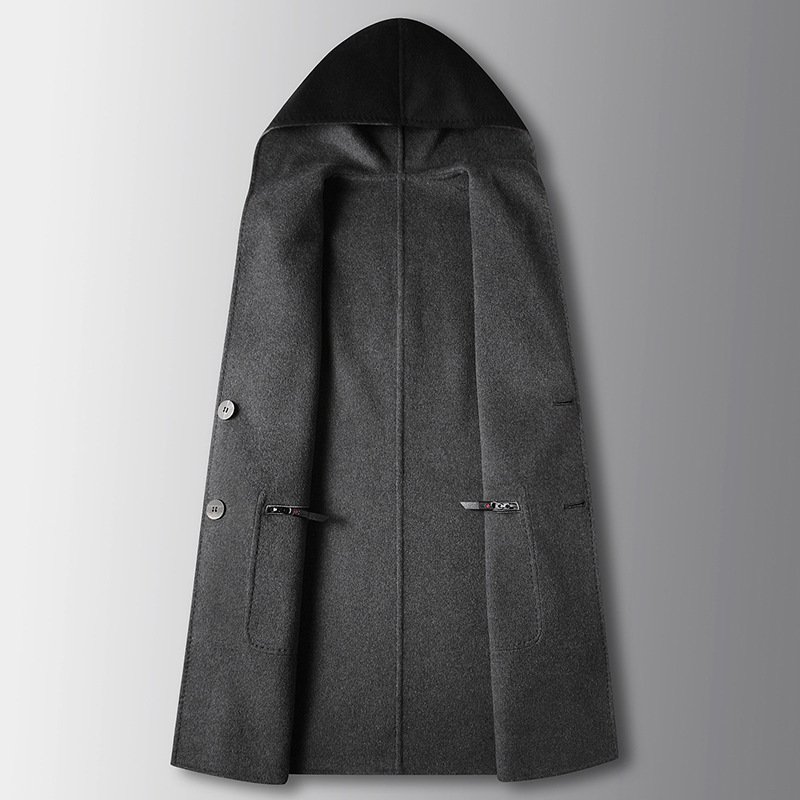 Reversible Hooded Wool Coat - Image 4