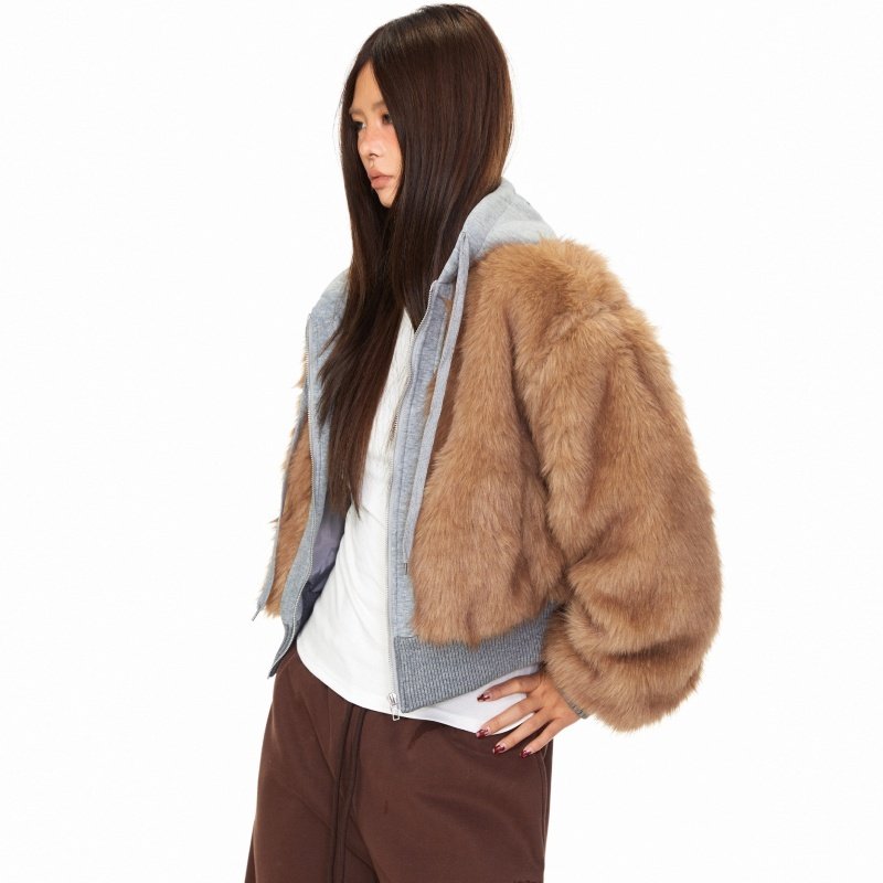 Hooded Faux Fur Street Jacket - Image 3