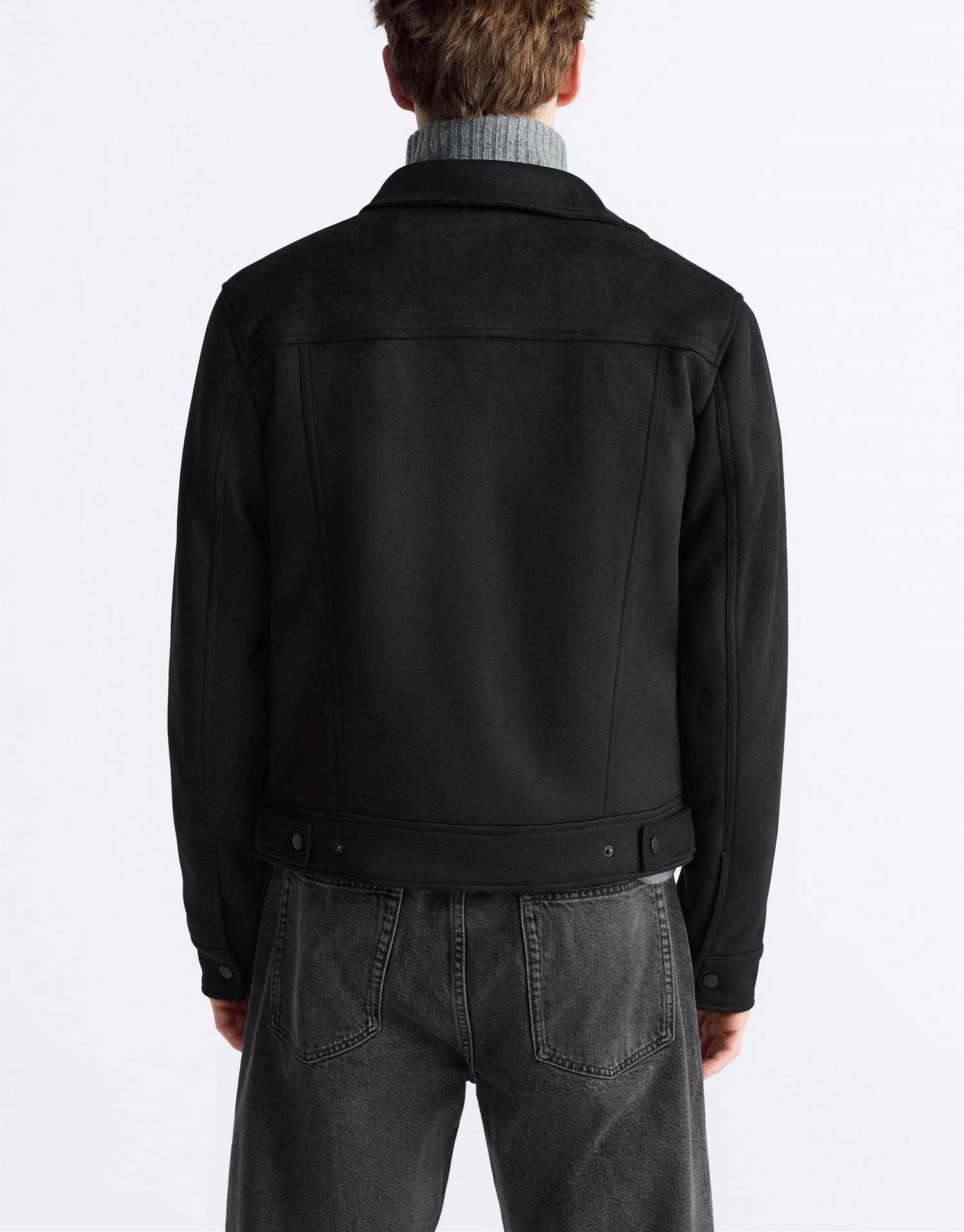 Suede-Effect Lapel Jacket-Classic Tailored Fit - Image 2
