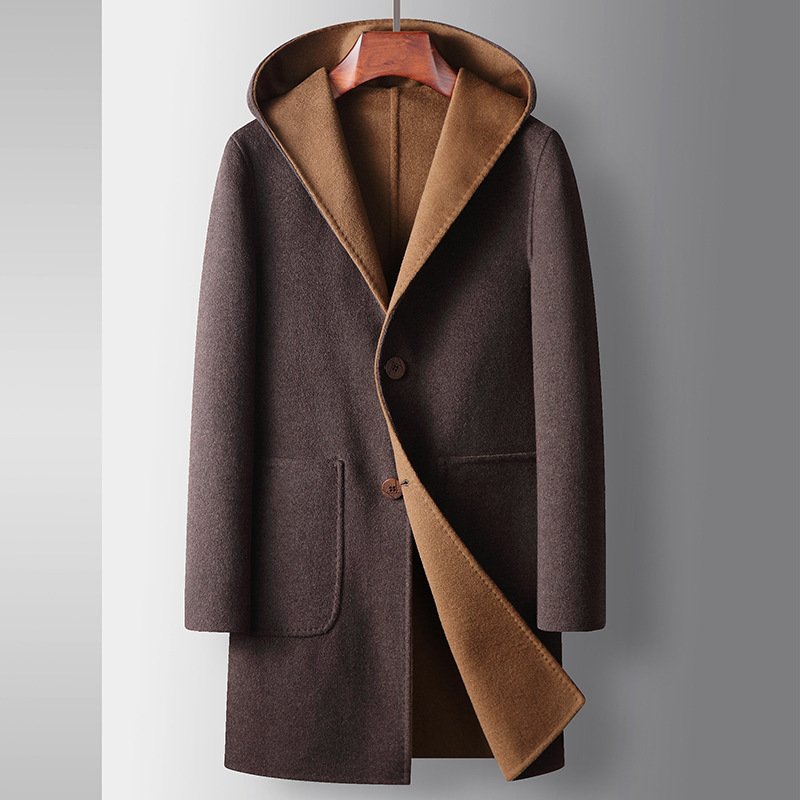 Reversible Hooded Wool Coat - Image 6