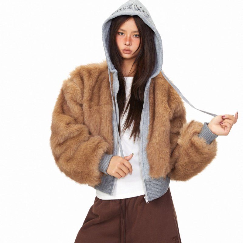 Hooded Faux Fur Street Jacket