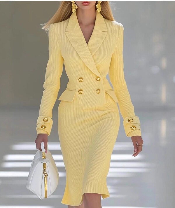 Lemon Tailored Knit Midi Dress