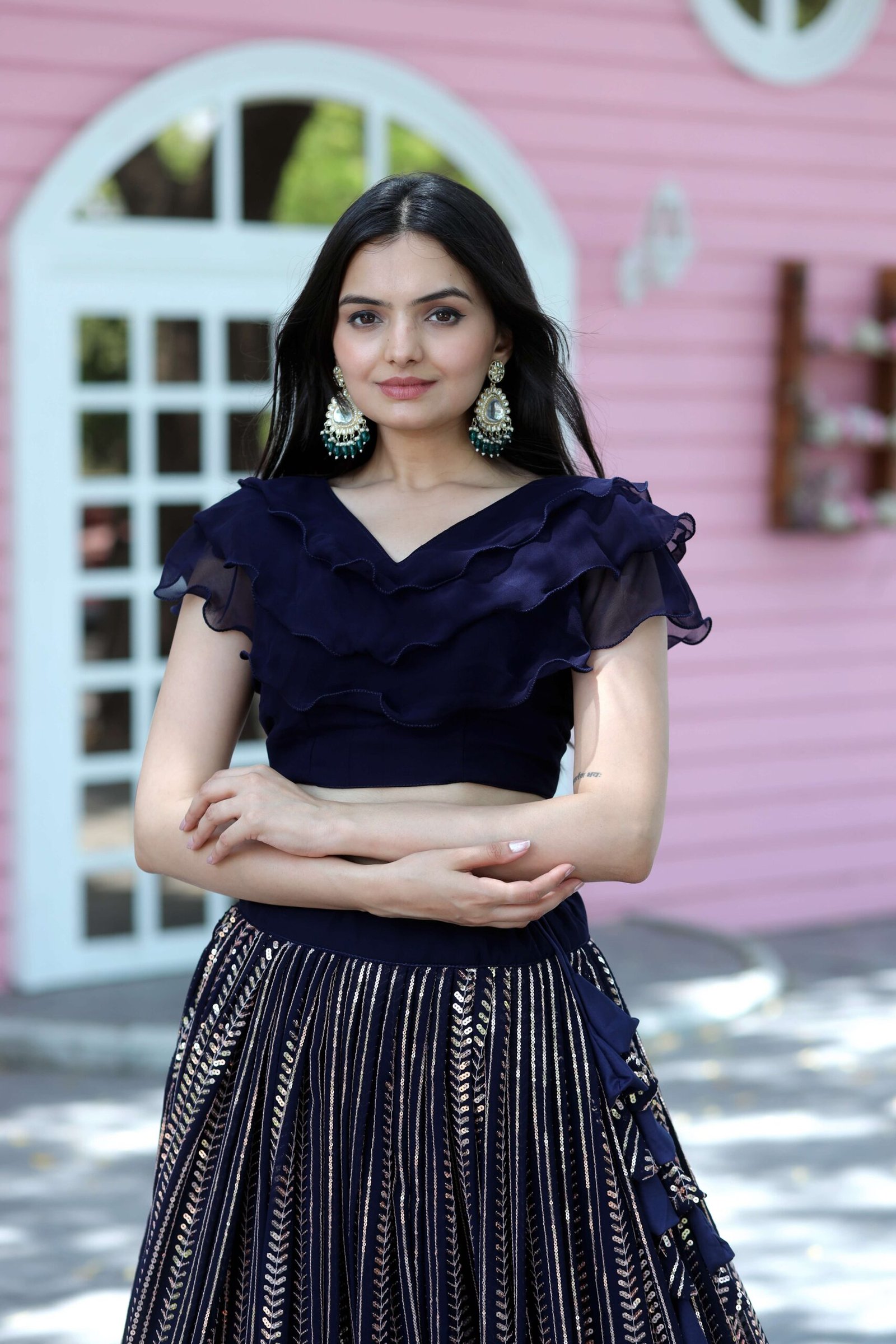 Premium Faux Blooming Sequin Readymade Lehenga Choli Set - Image 4