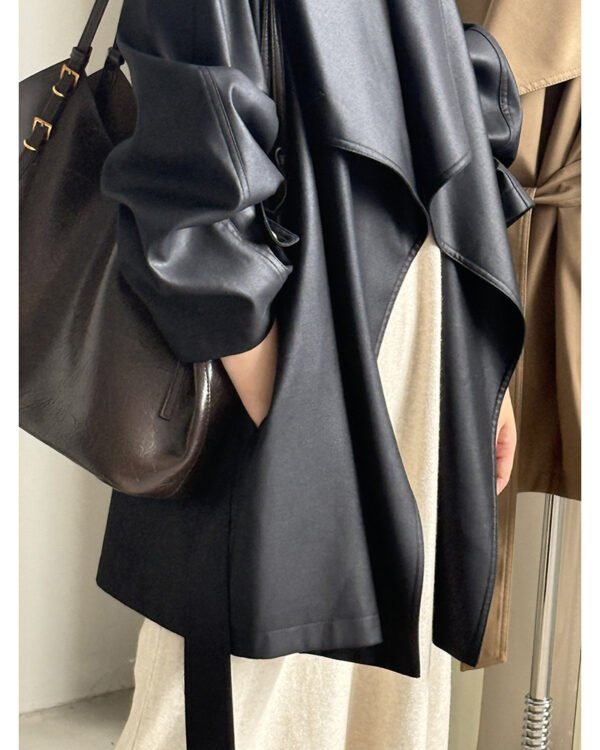 Alternative view of Draped Lapel Fluid Trench