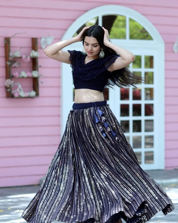 Premium faux blooming sequin readymade lehenga choli set for festive and party wear