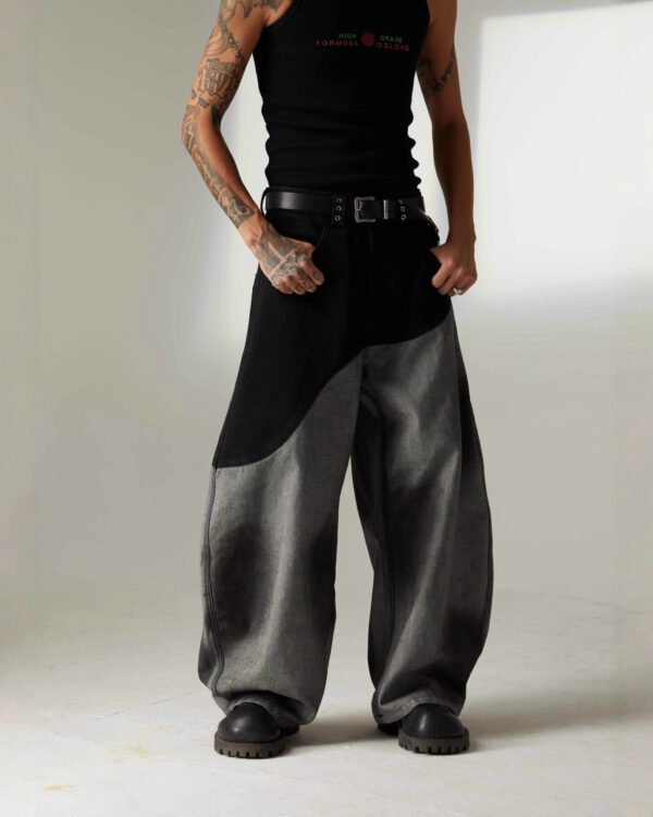 Contrast Panel Wide - Leg Denim - Street Fit