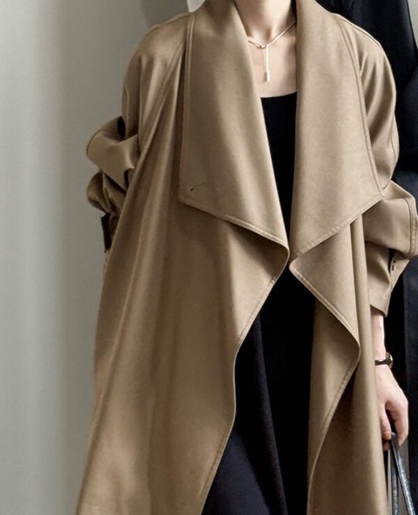 Draped Lapel Fluid Trench