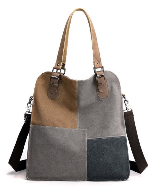 Patchwork Canvas Crossbody Tote