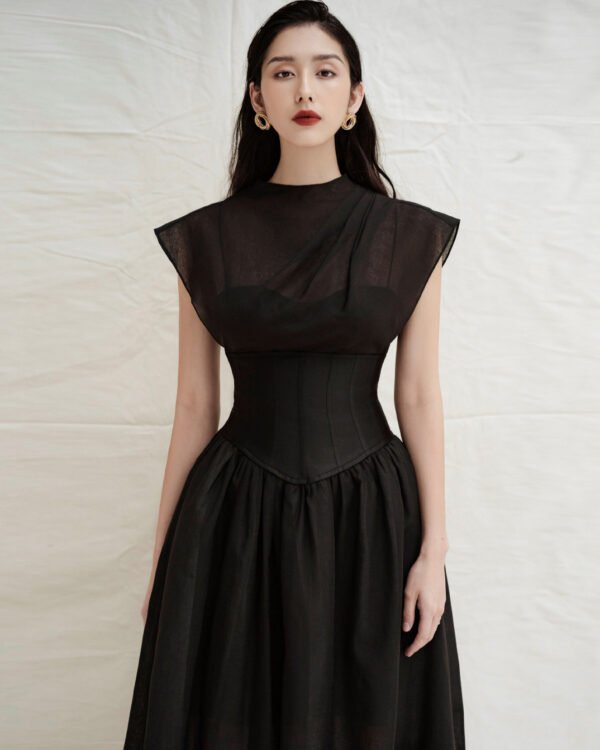 Alternative view of Corset Waist Sheer Pleated Dress