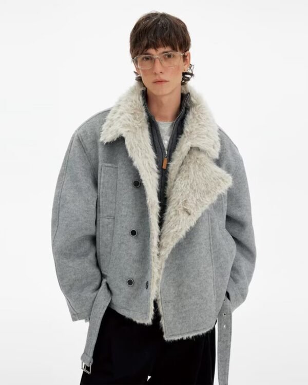 Shearling-Collar Retro Jacket