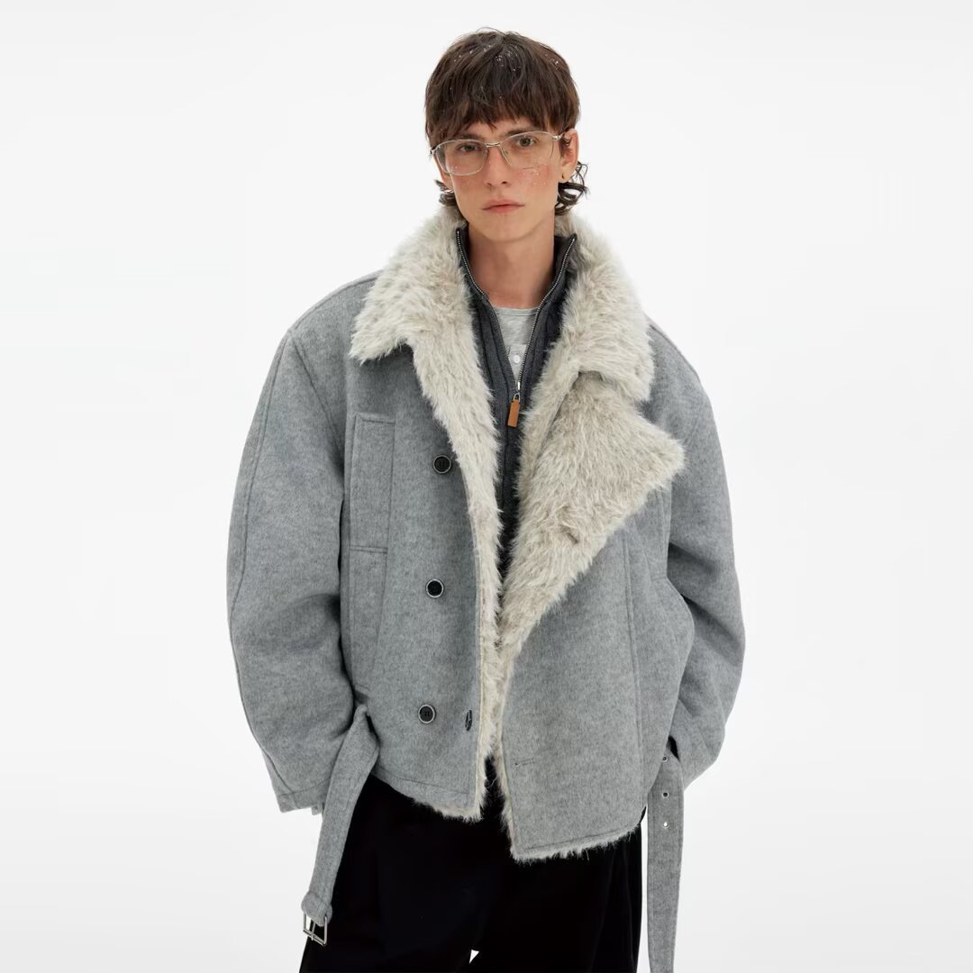 Shearling-Collar Retro Jacket