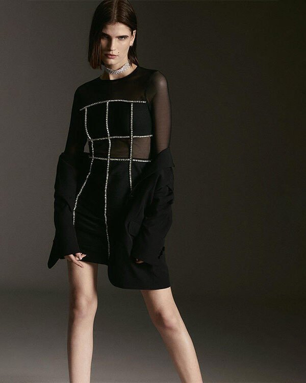 Mesh Chain Cut-Out Mini Dress