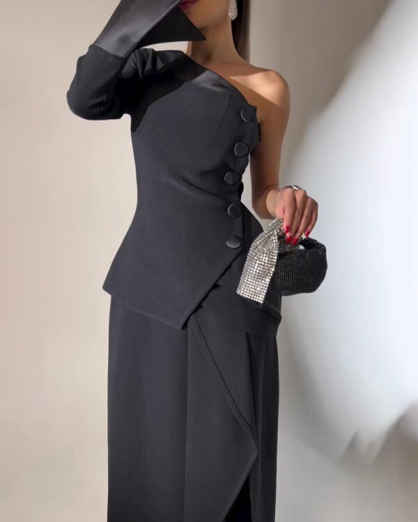 Alternative view of Midnight Asymmetric Buttoned Skirt Set