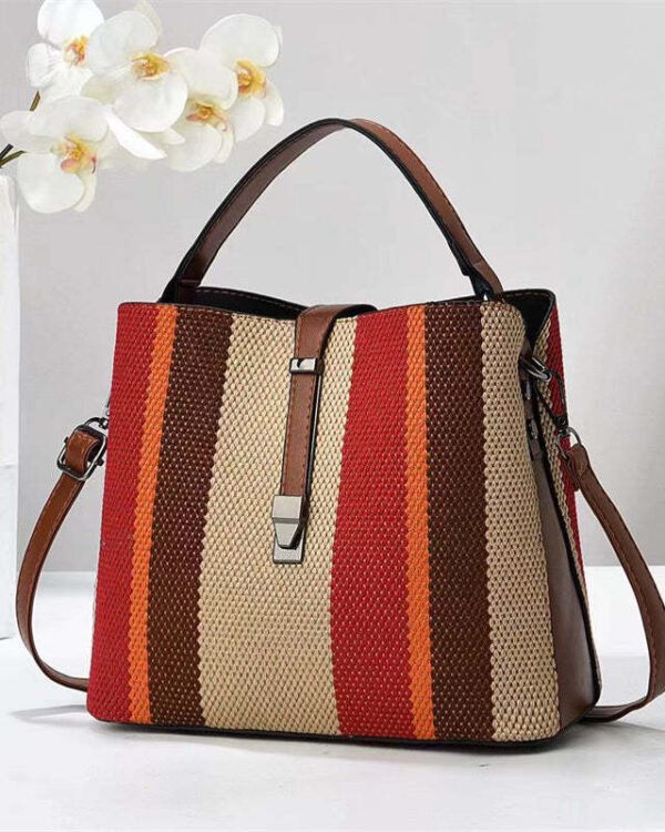 Striped Canvas Crossbody Tote