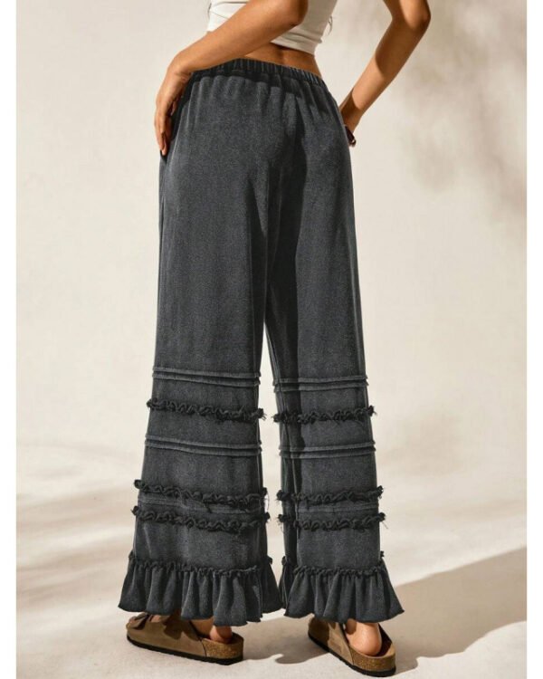 Alternative view of Washed Black Tiered Flare Pants