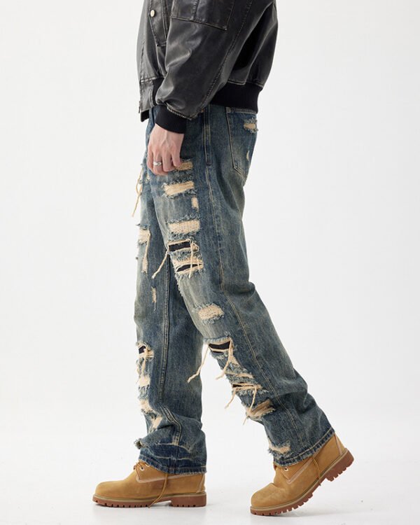 Alternative view of Distressed Wide-Leg Patch Denim