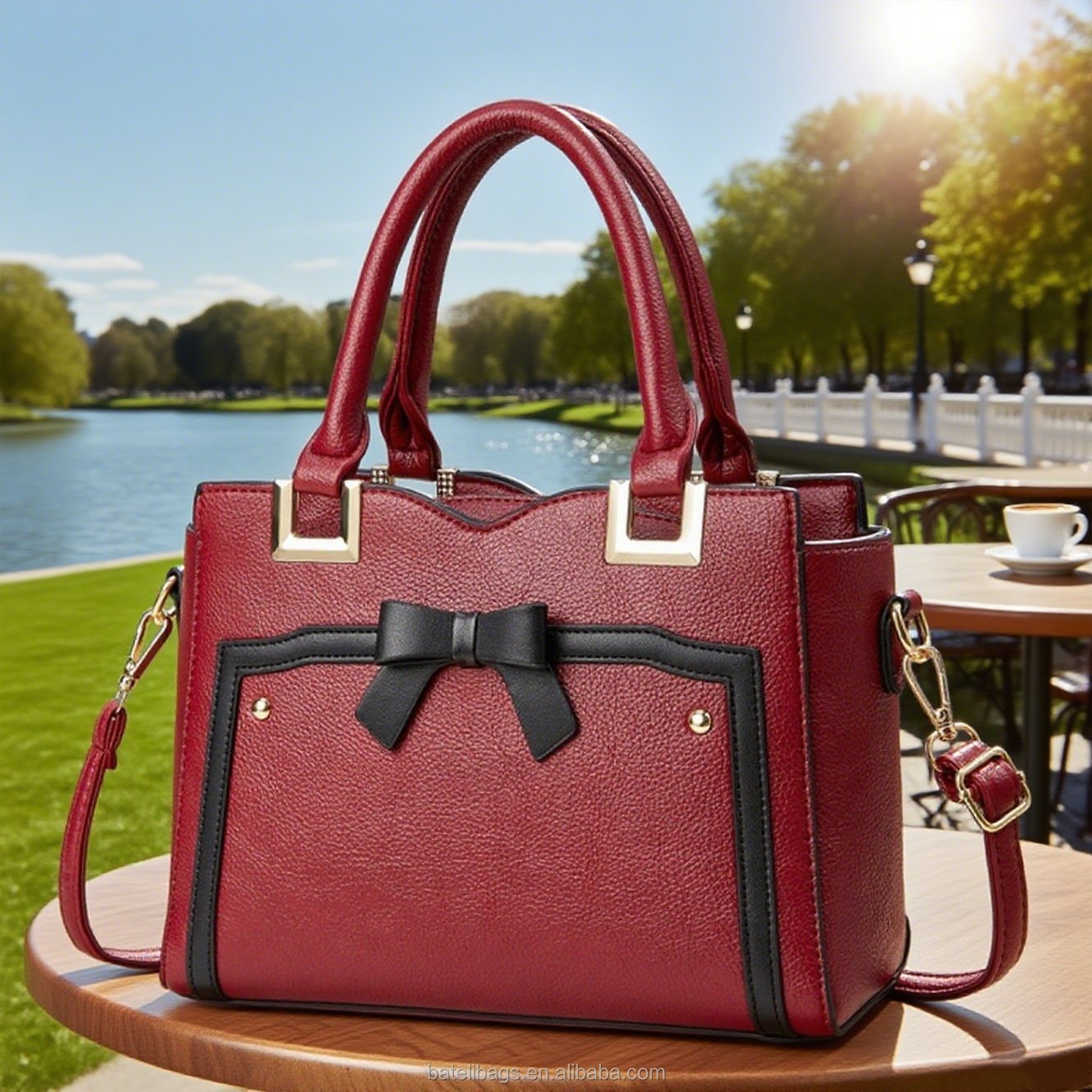 Structured Bow-Detail Tote