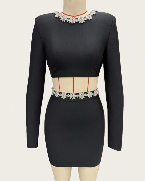 Alternative view of Crystal-Trim Crop Top & Mini Skirt Set