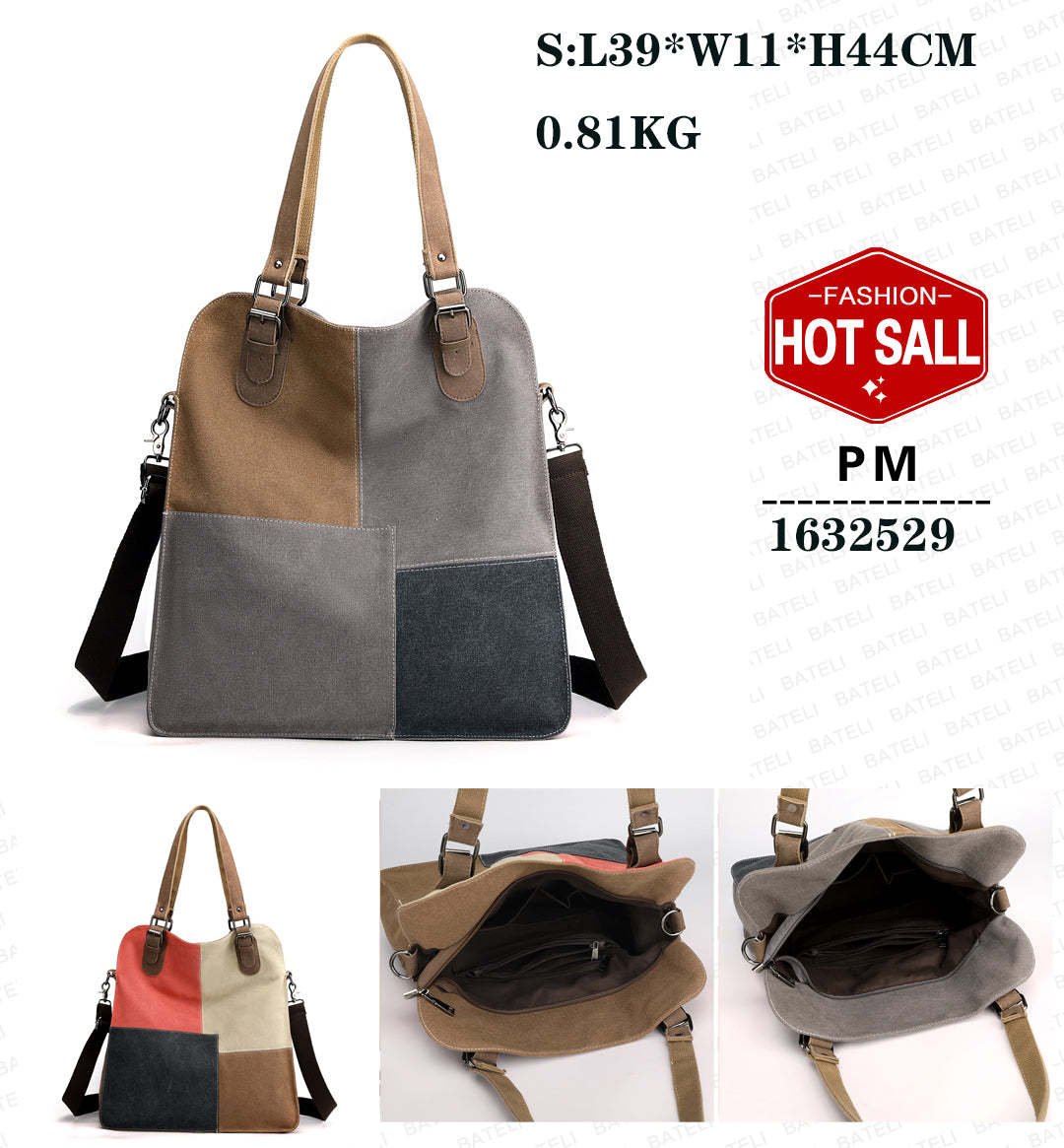 Patchwork Canvas Crossbody Tote - Image 2