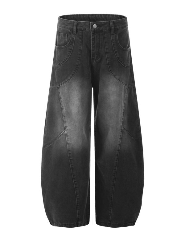 Distressed Panel Wide-Leg Denim