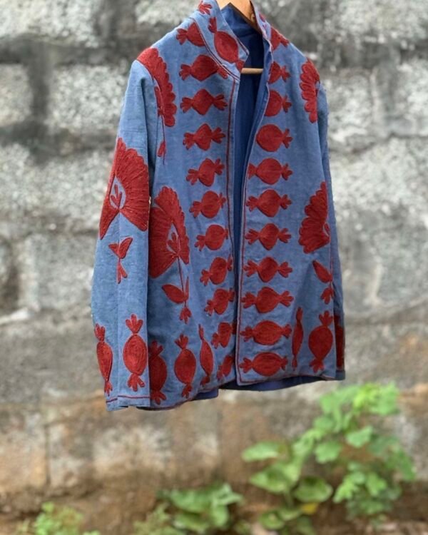 Alternative view of Light Blue Velvet Suzani Embroidered Jacket