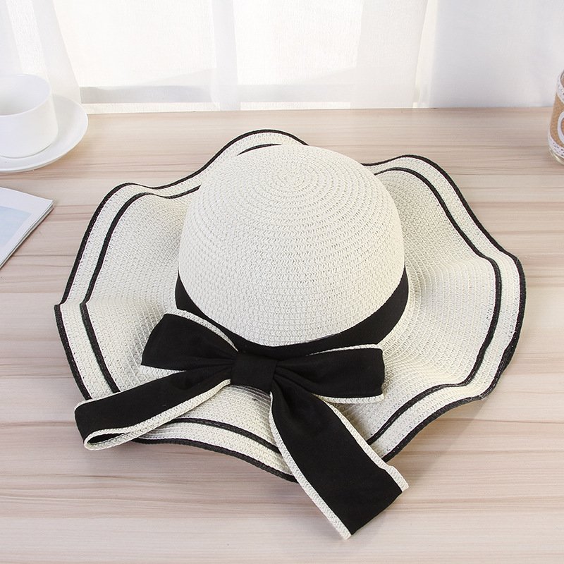 Summer Sun Hat Women Straw Hats Sunshade Panama Fashion Bow Beach Hat Foldable Travel Caps - Image 3