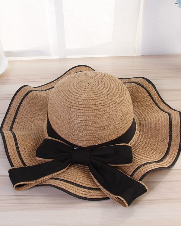 Alternative view of Summer Sun Hat Women Straw Hats Sunshade Panama  Fashion Bow Beach Hat Foldable Travel Caps