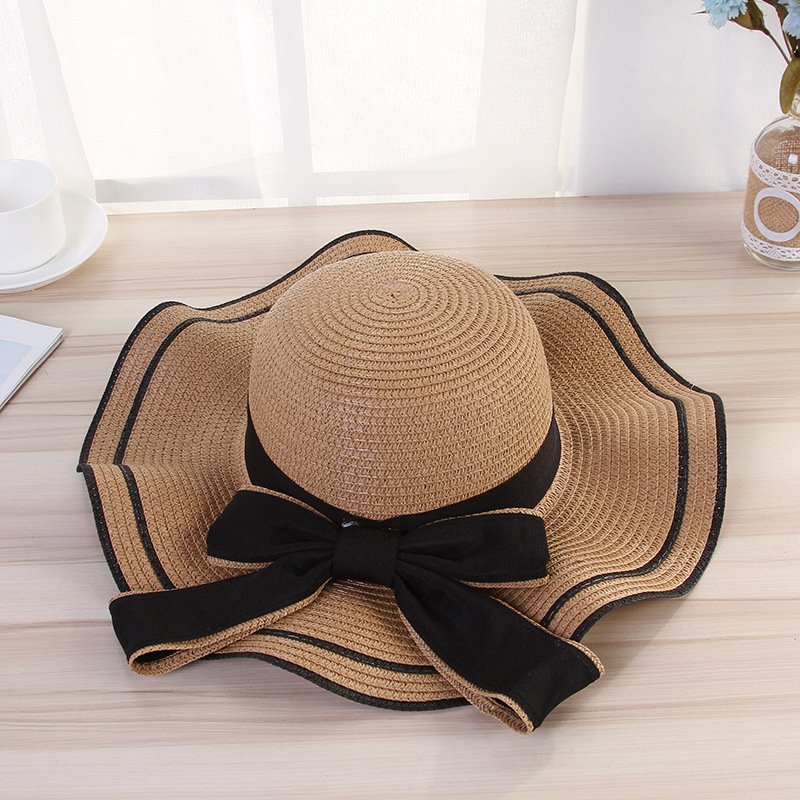 Summer Sun Hat Women Straw Hats Sunshade Panama Fashion Bow Beach Hat Foldable Travel Caps - Image 2
