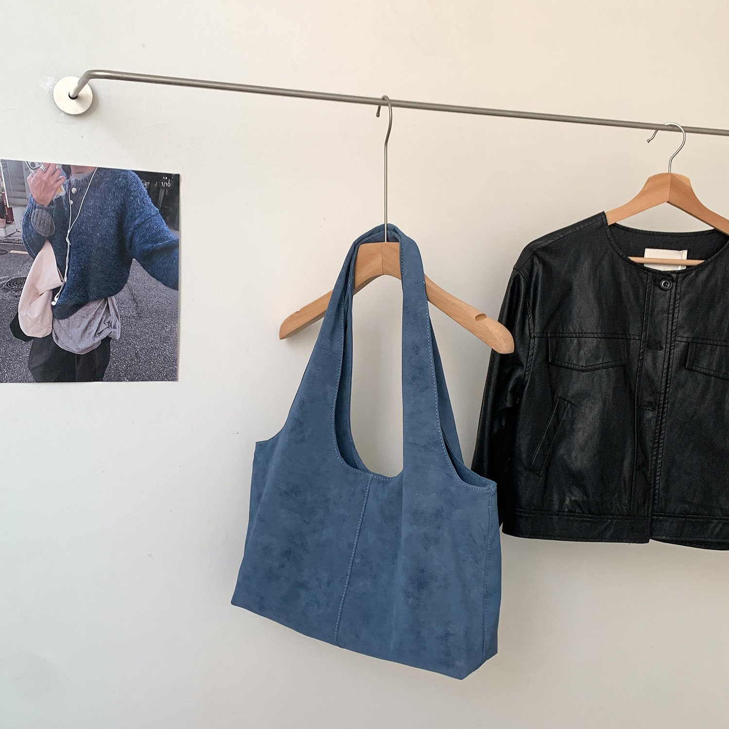 Minimal Suede Slouch Shoulder Bag - Image 6