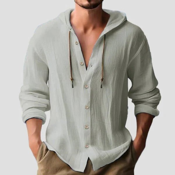 Casual Linen Hooded Shirt
