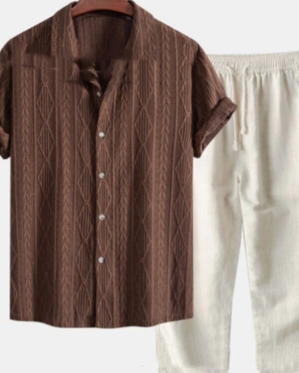 Loose Short Sleeve Shirt Trousers Suit Men