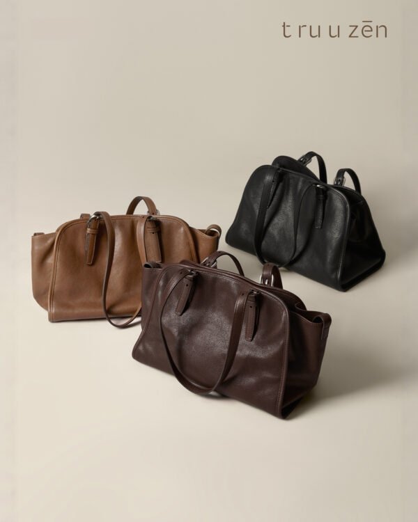 Vintage Structured Carryall Shoulder Bag