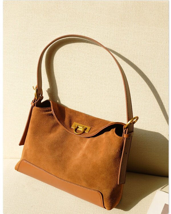 Vintage Suede Shoulder Tote Bag - Image 6