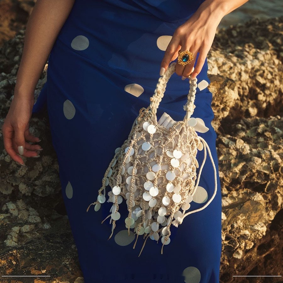 Sequin Woven Resort Mini Bag