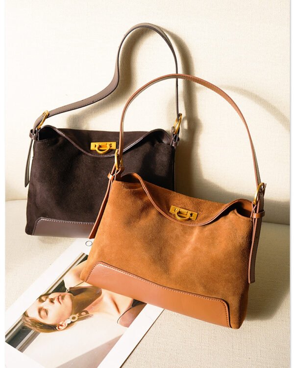 Vintage Suede Shoulder Tote Bag - Image 5