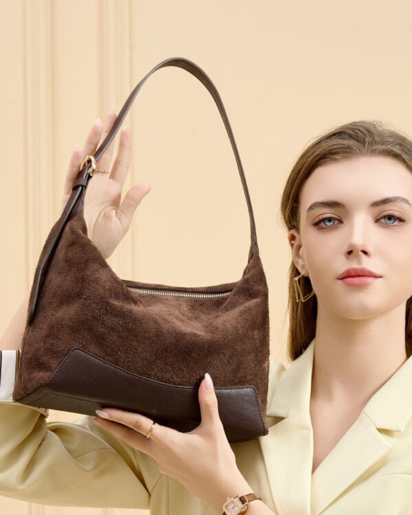 Minimal Suede Shoulder Sling Bag
