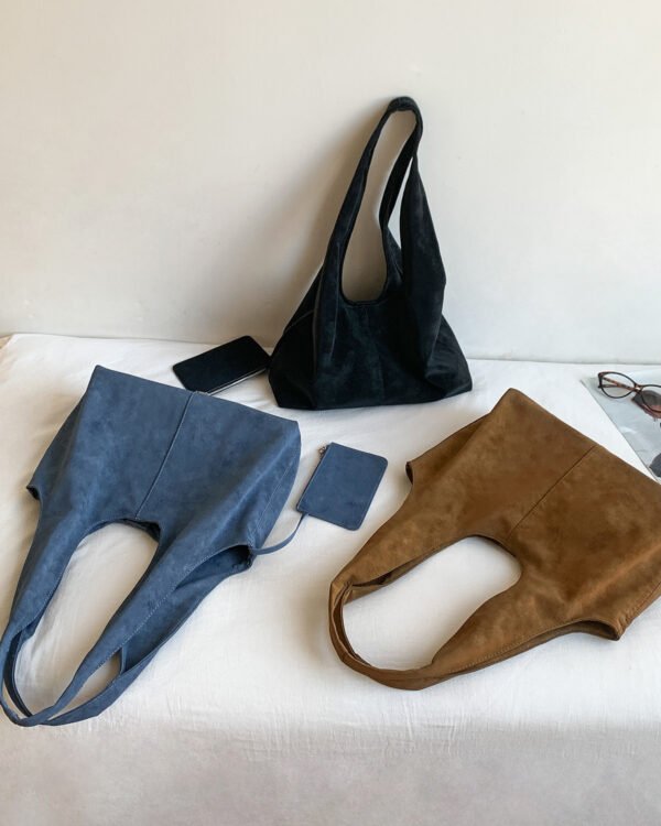 Minimal Suede Slouch Shoulder Bag