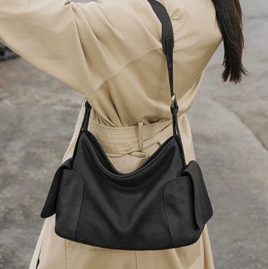 Minimal Soft Leather Sling Shoulder Bag