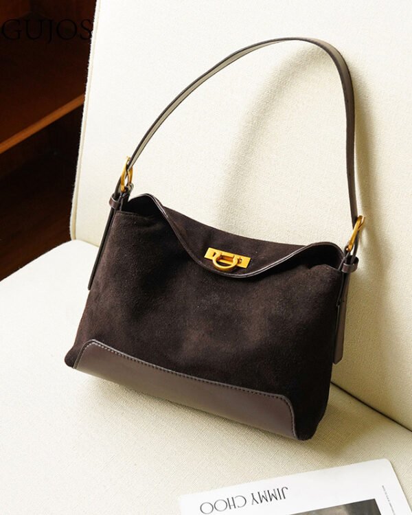 Vintage Suede Shoulder Tote Bag - Image 3