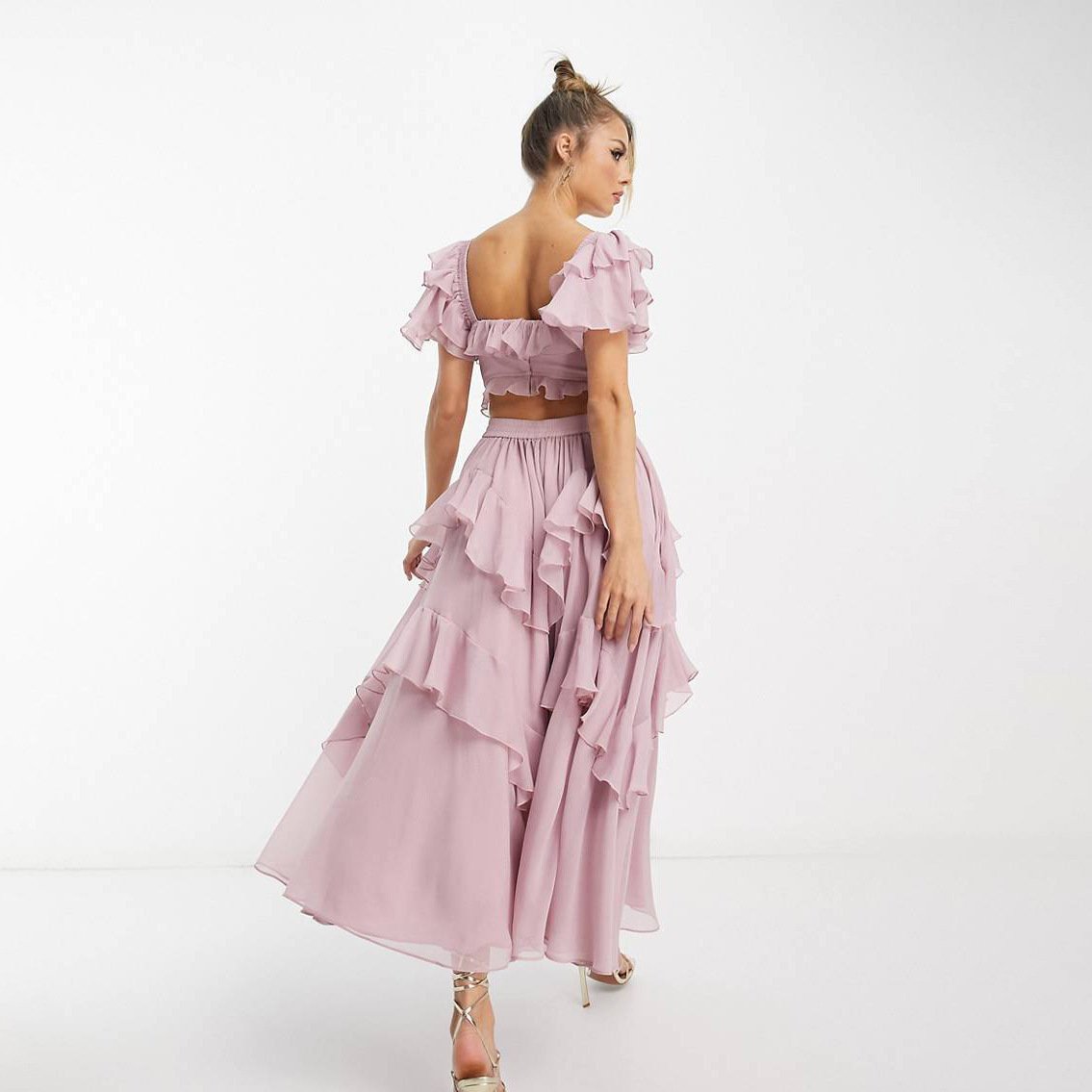 Crimson Muse Layered Evening Dress - Image 3
