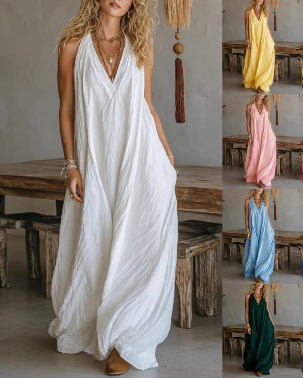 Flow Drape V-Neck Resort Maxi Dress