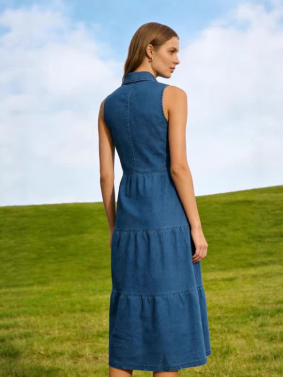 Urban Tide Button Denim Dress - Image 2
