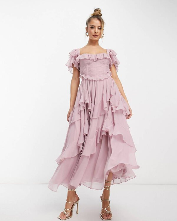 Alternative view of Crimson Muse Layered Evening Dress